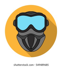 Paintball mask icon in flat style isolated on white background. Paintball symbol stock vector illustration.
