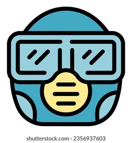 Paintball mask icon outline vector. Ball paint. Target sport color flat