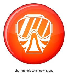 Paintball mask icon in red circle isolated on white background vector illustration