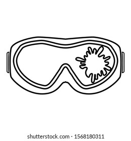 Paintball mask with mark of paint Blot on glass icon outline black color vector illustration flat style image