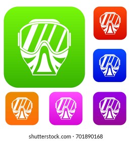 Paintball mask set icon in different colors isolated vector illustration. Premium collection
