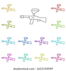 Paintball multi color icon. Simple thin line, outline vector of adventure for ui and ux, website or mobile application