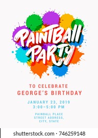 Paintball party. Invitation template.