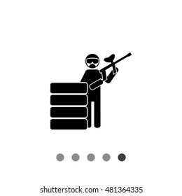 Paintball Player Behind Stacked Tires Icon