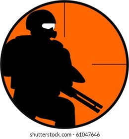 A paintball player caught in his opponents sight