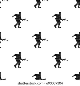 Paintball player icon in black style isolated on white background. Paintball symbol stock vector illustration.