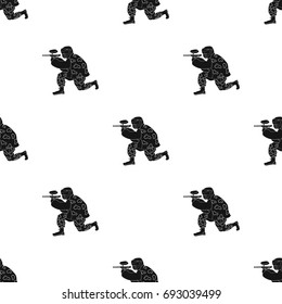 Paintball player icon in black style isolated on white background. Paintball symbol stock vector illustration.