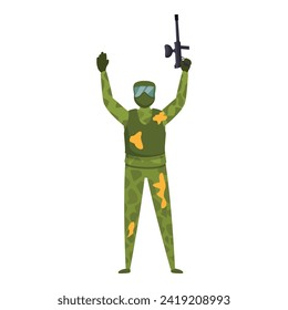Paintball player icon cartoon vector. Extreme shooting. Aim ball battle