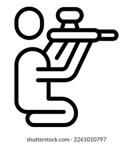 Paintball-Spieler Symbol Umriss-Vektorgrafik. Kugelgewehr. Game Action