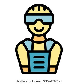 Paintball player icon outline vector. Gun mask. Target sport color flat