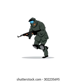 Paintball player sign. Vector Illustration. Branding Identity Corporate logo design template Isolated on a white background