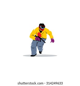 Paintball player sign. Vector Illustration. Branding Identity Corporate logo design template Isolated on a white background