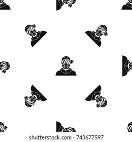 Paintball player wearing protective mask pattern repeat seamless in black color for any design. Vector geometric illustration