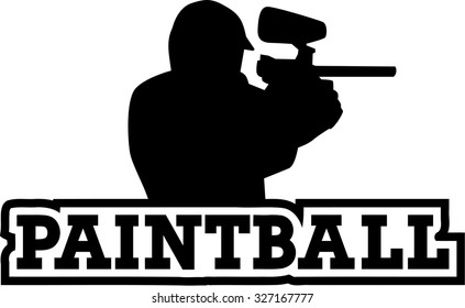 Paintball player with word