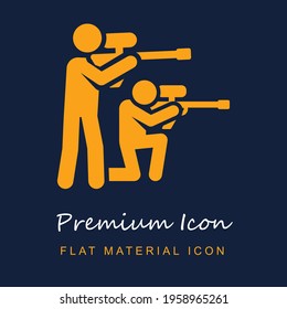Paintball premium material ui ux isolated vector icon in navy blue and orange colors