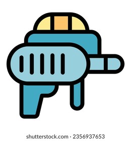 Paintball rifle icon outline vector. Paint gun. Game splash color flat