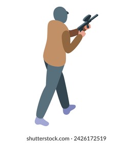 Paintball shooting icon isometric vector. Player man. Target extreme