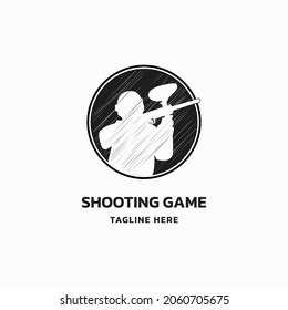 Paintball Shooting Sport Logo. Sniper Silhouette. Vector Illustration