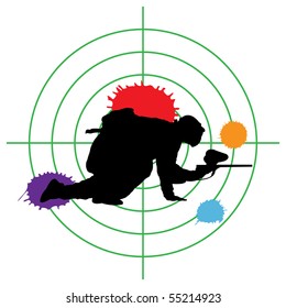 paintball silhouette and a target, vector illustration