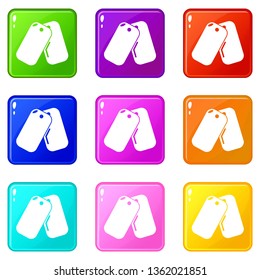 Paintball sport badge icons set 9 color collection isolated on white for any design