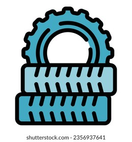 Paintball tires icon outline vector. Ball gun. Game mask color flat