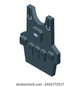 Icono de chaleco de Paintball vector isométrico. Juego del jugador. Rótulo Target