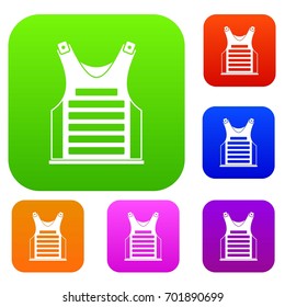 Paintball vest set icon in different colors isolated vector illustration. Premium collection