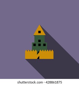 Paintball wall icon, flat style