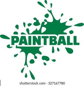 Paintball word with green splash