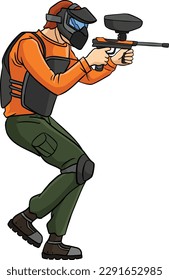 Paintballer Cartoon Colored Clipart Illustration