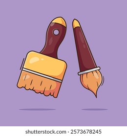 Paintbrush art cartoon illustration drawing tools equipment artist artistic school creativity with flat style concept