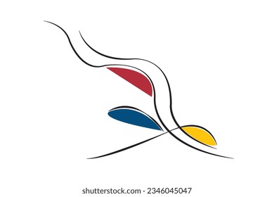 Paintbrush of artwork vector. Design abstract colors red, blue, yellow and black on white background. Design print for illustration, textile, tshirt, digital printing. Set 6