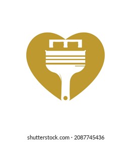Diseño del logotipo del pincel y del icono de la cama. Plantilla única de diseño de logotipo de interiores y muebles.	