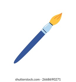 Pinsel mit blauem Griff und Borstentextur einzeln auf weißem Hintergrund. Handgezeichnete Vektorgrafik.