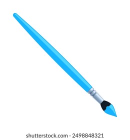 Paintbrush with blue handle and ink. Flat vector illustration isolated on white background. Art and creativity concept. Perfect for educational materials and design projects