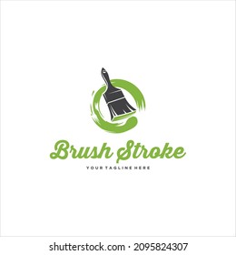 Paintbrush and Brushstroke Logo Design Vector Image