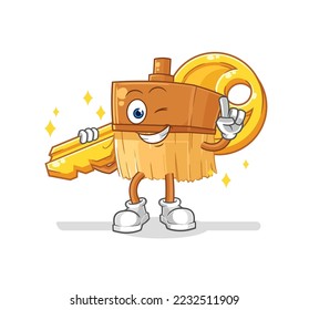 the paintbrush carry the key mascot. cartoon vector