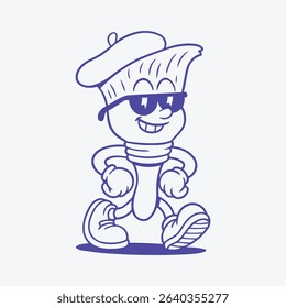 A paintbrush cartoon character wearing a beret, exuding an artistic and creative vibe for fun and expressive content.