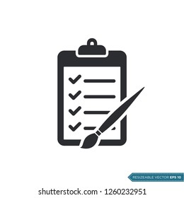 Paintbrush And Clipboard Icon Vector Template Illustration Trendy Design