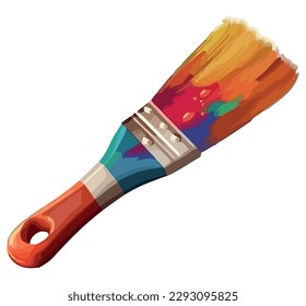 paintbrush creates multi colored abstract artwork over white