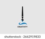 a paintbrush creating a blue wavy line