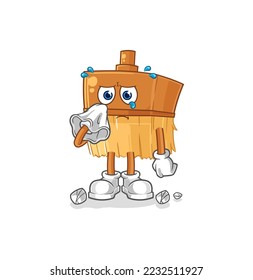 the paintbrush cry with a tissue. cartoon mascot vector