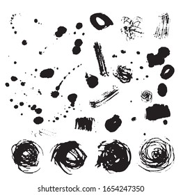 Paintbrush, dots and lines, circles drawn in free style