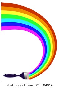 paintbrush drawing a rainbow