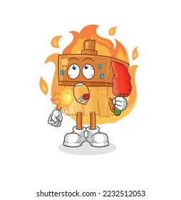 the paintbrush eat hot chilie mascot. cartoon vector