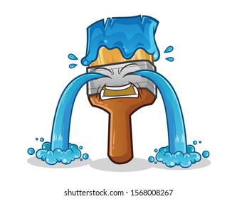 paintbrush emoticon cute chibi cry face cartoon mascot vector illustration