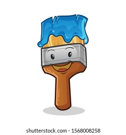 paintbrush emoticon cute chibi happy face cartoon mascot vector art illustration