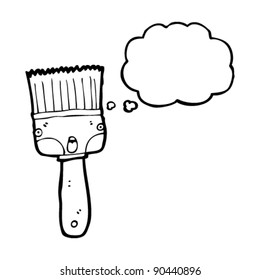 paintbrush with face and thought bubble cartoon
