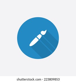 paintbrush Flat Blue Simple Icon with long shadow, isolated on white background  