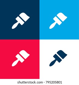 Paintbrush four color material and minimal icon logo set in red and blue